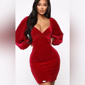 NWT Lady of the House red velvet surplice bodycon cocktail party dress. Sz L.